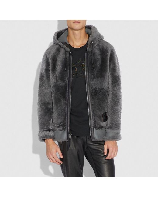 coach shearling hoodie