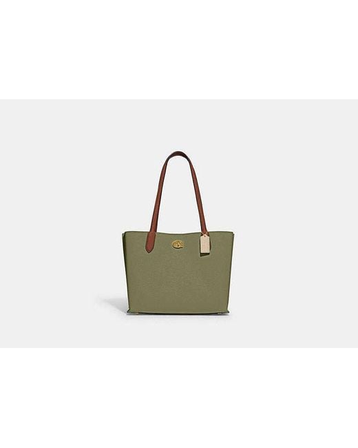 COACH Green Willow Tote In Colorblock With Signature Canvas Interior