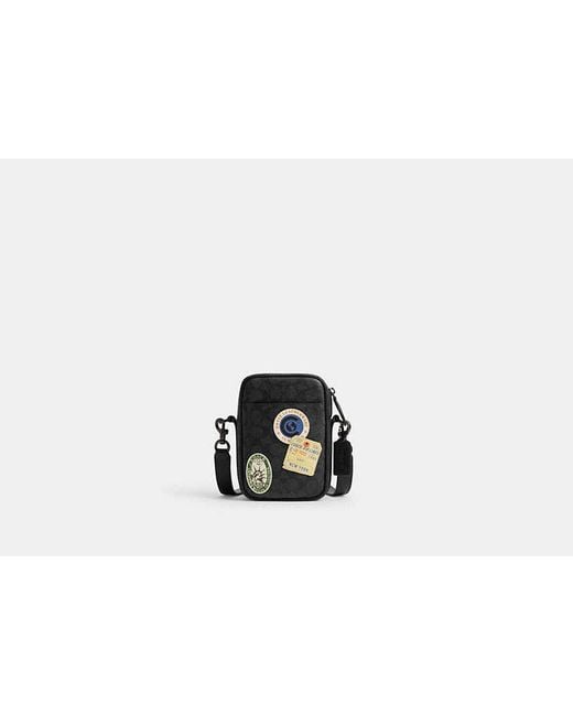 COACH Black Hitch Crossbody Bag With Patches for men