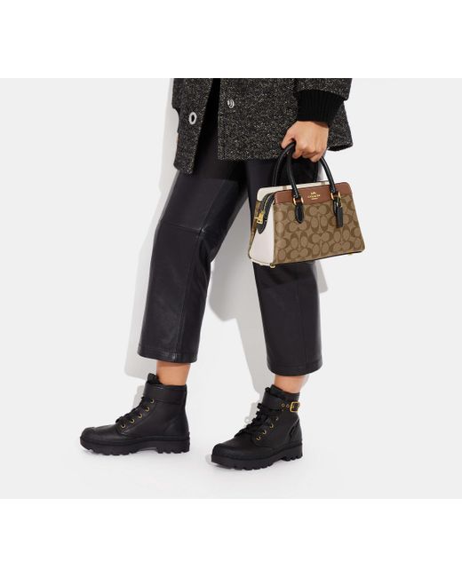 COACH Black Mini Darcie Carryall Bag Canvas - Beige | Leather