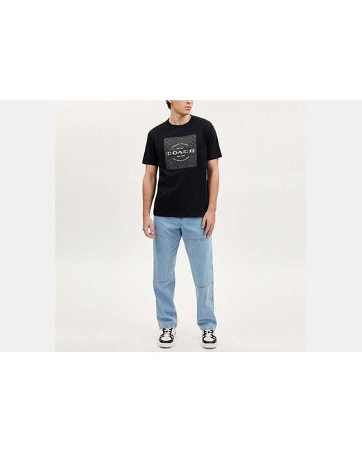 T-shirt carré signature en coton biologique COACH pour homme en coloris Black
