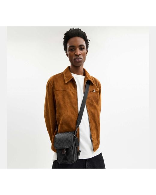 COACH Black League Phone Crossbody Bag for men