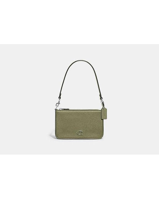 COACH Green Pouch Bag With Signature Canvas for men