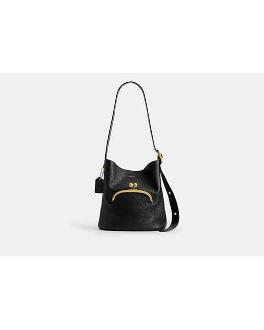COACH Black Bleecker Bucket Bag With Kisslock