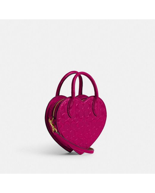 COACH Heart Bag In Signature Leather in Pink Lyst Canada