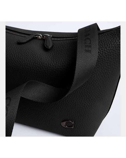 COACH Black Top Zip Messenger Bag for men