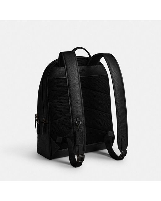 COACH Black Charter Backpack In Maxi Signature Leather for men