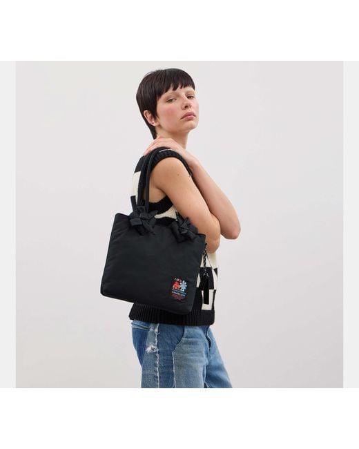 COACH Black Coachtopia Loop Small Tote Bag With Heart Appliqué