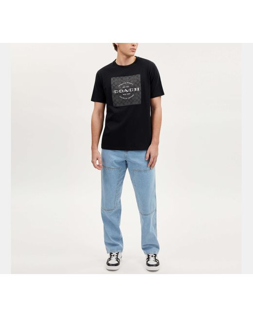 COACH Black Signature Square T Shirt for men