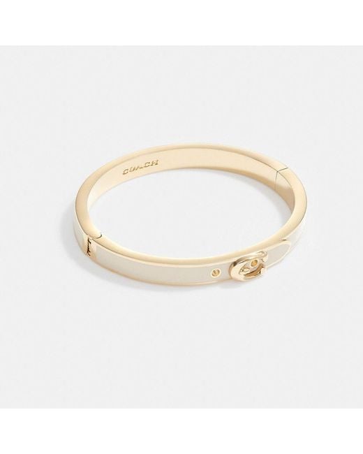 COACH Signature Thin Buckle Bangle in Gold/Chalk (Metallic) Lyst
