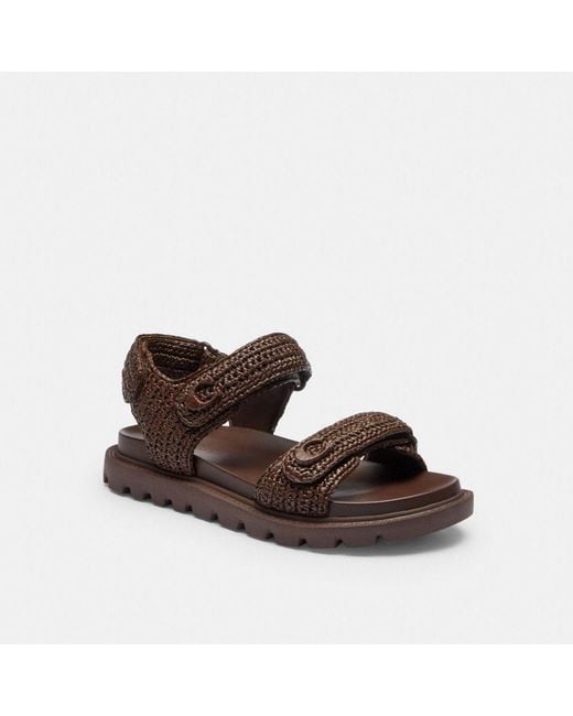 COACH Brown Brynn Raffia Sandal