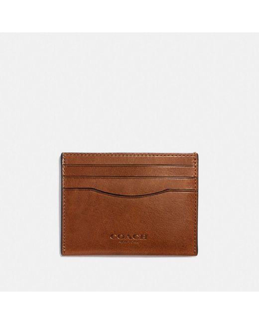 COACH Brown Card Case In Water Buffalo Leather for men