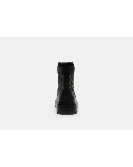 COACH Black Combat Boot With Signature Jacquard for men