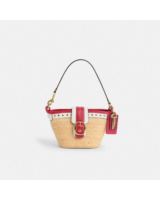 COACH Pink Upcrafted Bleecker Top Handle Pouch In Straw