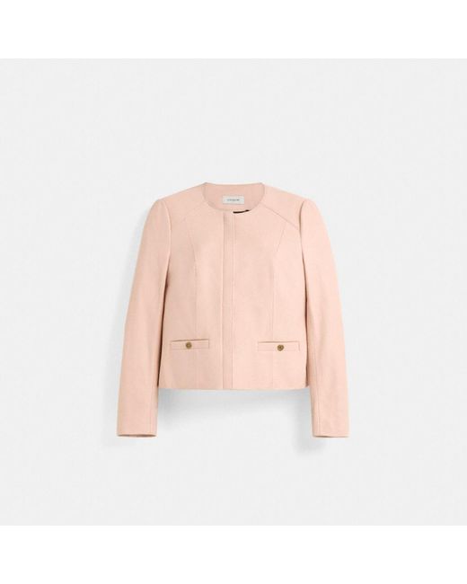 COACH Pink Restored Tailored Leather Jacket