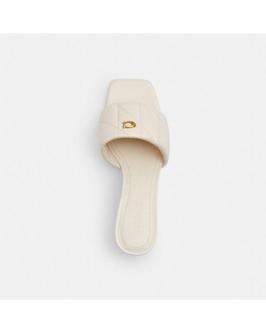 COACH White Holly Block Heel Sandal With Quilting