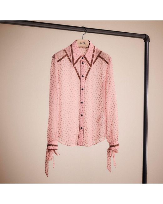 COACH Pink Restored Star Print Blouse