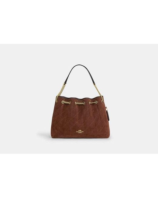 COACH Brown Evelyn Shoulder Bag With Quilting