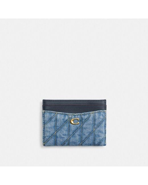 COACH Blue Essential Card Case With Quilting