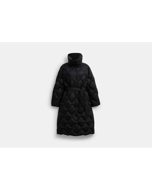 COACH Black Quilted Long Puffer Jacket