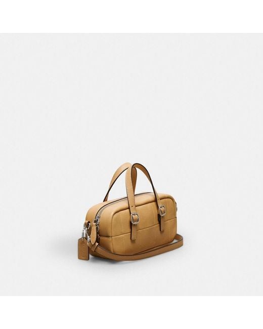 COACH Metallic Ego Mini Satchel Bag In Checkerboard Upcrafted Leather With Crossbody Strap