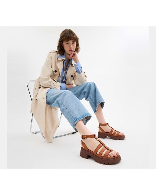 COACH Black C Platform Fisherman Sandal