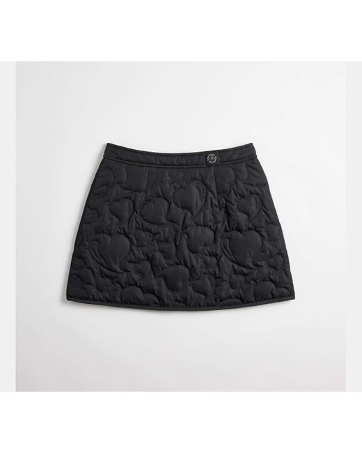 COACH Black Topia Loop Quilted Heart Mini Skirt