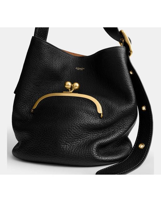 COACH Black Bleecker Bucket Bag With Kisslock