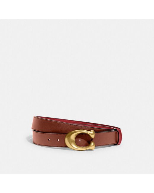 COACH Brown Cts Sculpted C Reversible Leather Belt