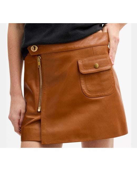 COACH Black Mini Leather Heritage Skirt