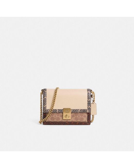 COACH Natural Restored Hutton Shoulder Bag In Signature Canvas With Snakeskin Detail