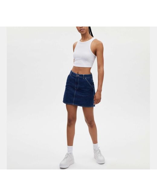 COACH Blue Denim Utility Button Skirt