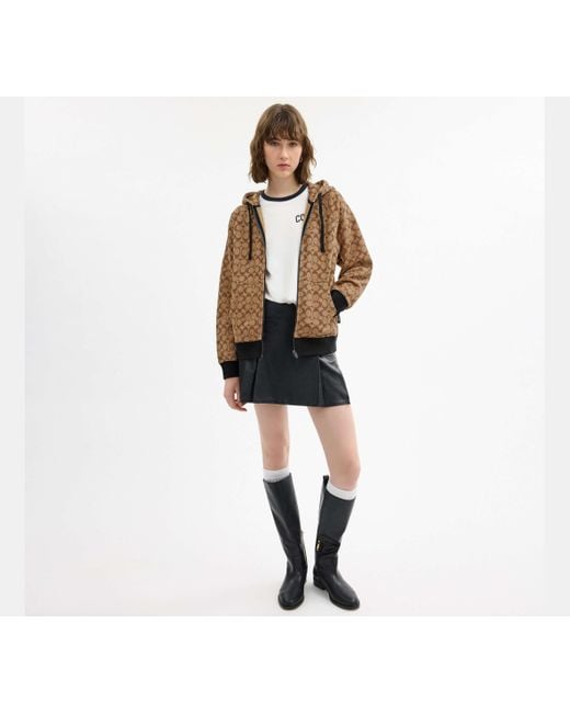 COACH Black All Over Signature Hoodie Mit Reißverschluss
