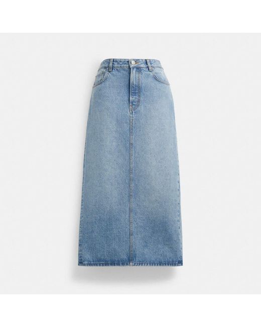 COACH Long Denim Skirt in Blue Lyst