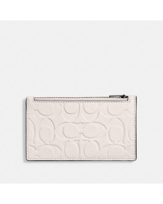 COACH Zip Card Case In Signature Leather in Natural for Men Lyst