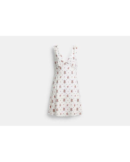 COACH Black Seidenkleid Mit Frühlingsblüten Print