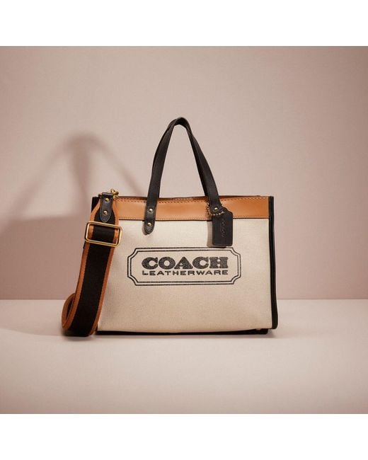 COACH Natural Restored Field Tote 30 With Badge