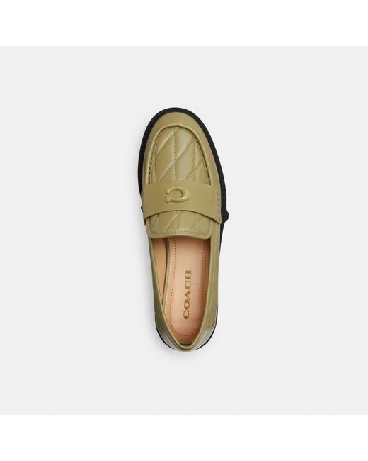 COACH Yellow Leah Leather Loafers
