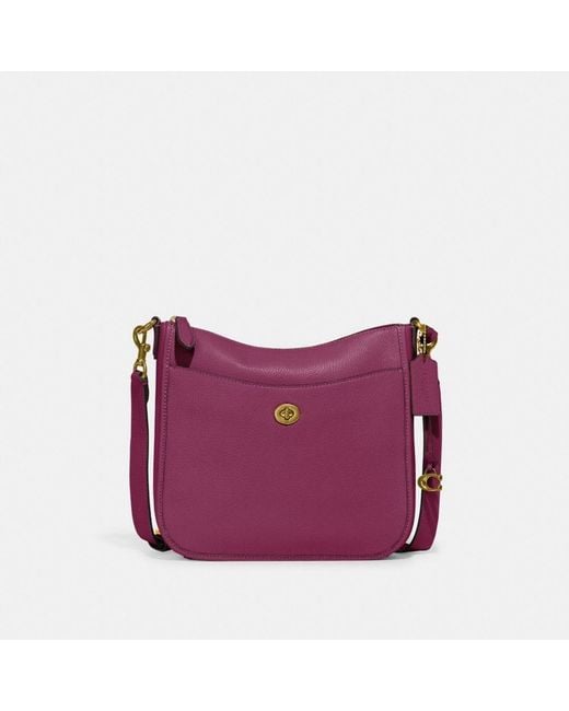 COACH Polished Pebble Leather Chaise Crossbody in Purple Lyst