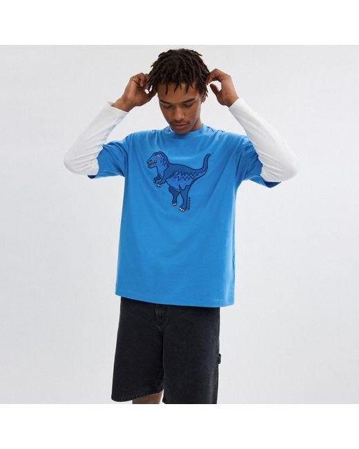 COACH Blue Rexy T Shirt In Organic Cotton for men