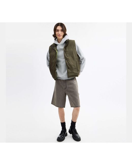 COACH Green Reversible Colorblock Down Vest for men