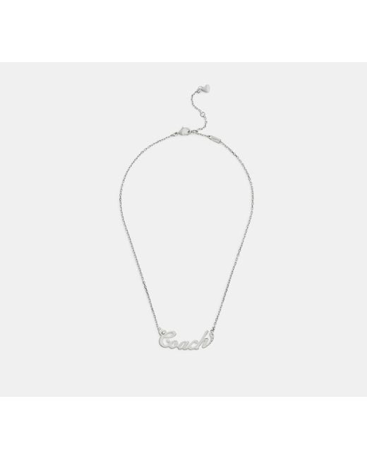 COACH Black Coach Script Nameplate Necklace
