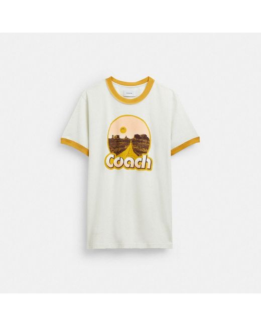 COACH White Roadside Ringer T Shirt for men