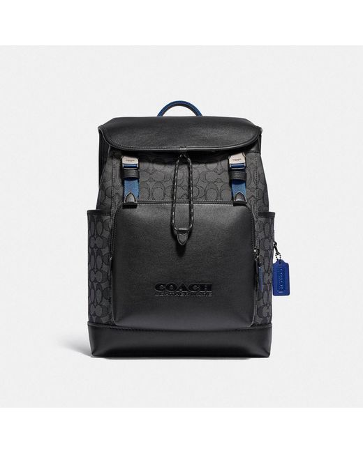 Mochila League con solapa en jacquard de firma COACH de Cuero de color  Negro para hombre | Lyst