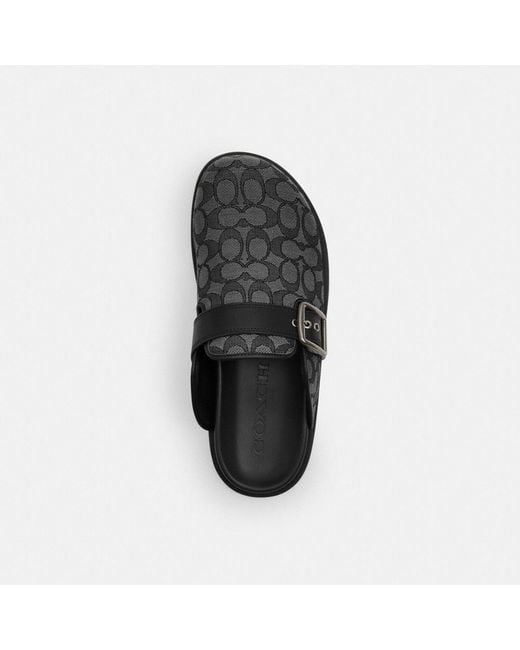 COACH Black Buckle Clog In Signature Jacquard for men
