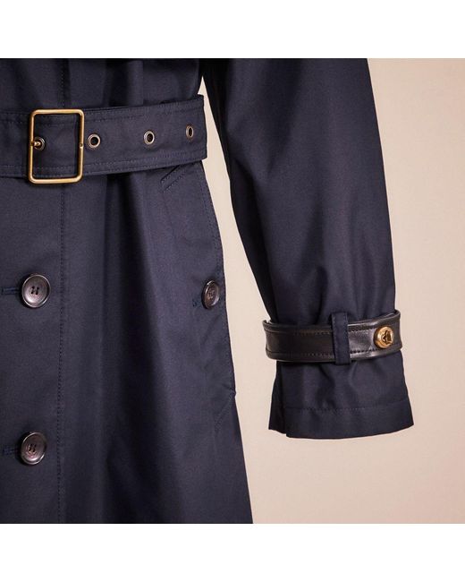 COACH Blue Restored Hooded Trench Coat