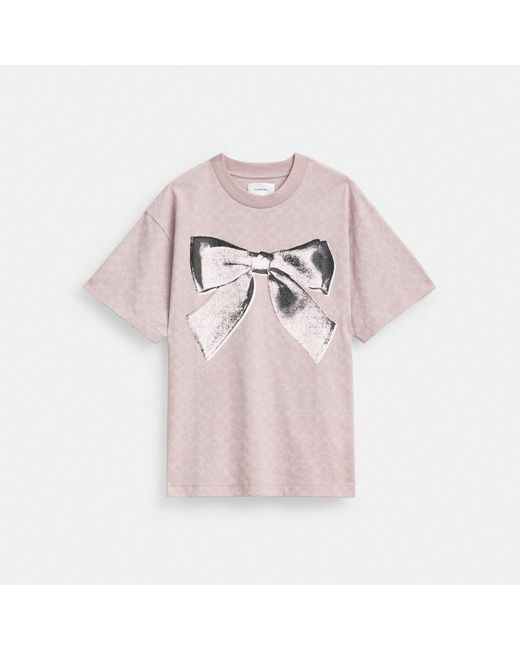 COACH Signature Bow T Shirt In Organic Cotton in Pink Lyst