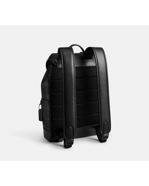 COACH Black League Flap Backpack for men