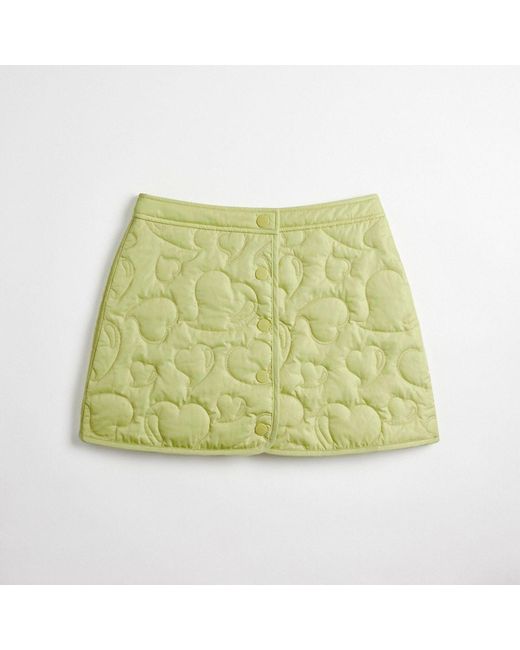 COACH Green Topia Loop Quilted Heart Mini Skirt