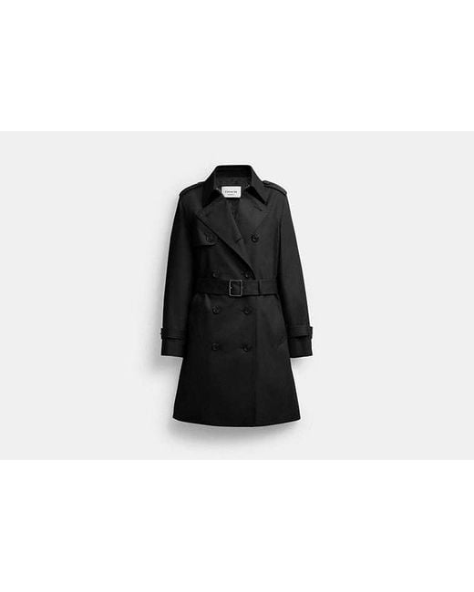 COACH Black Mid Trench Coat